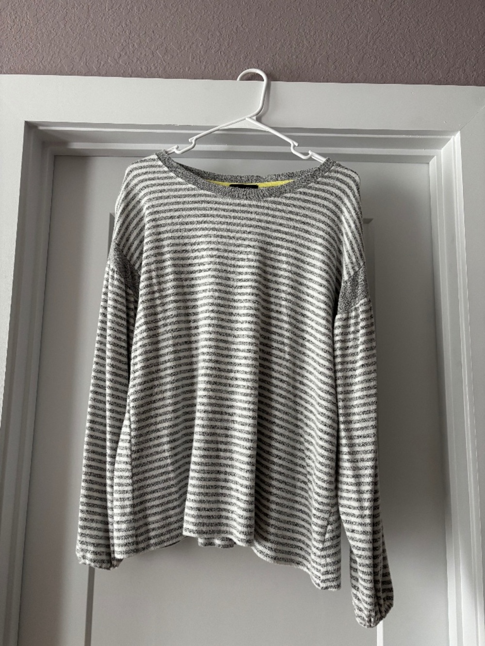 Gray and White Striped Sweater Size Medium